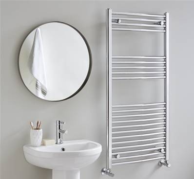 Vogue Combes 1200 x 600mm Curved Ladder Towel Rail - Heating Only (Chrome) MD063 MS12060CP