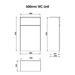 Newland 500mm WC Unit Including Worktop (No Cistern) White Gloss