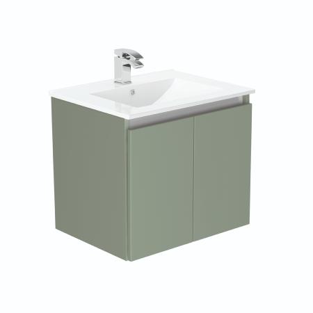 Newland 600mm Double Door Suspended Basin Unit With Ceramic Basin Sage Green