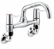 Bristan Lever Chrome Wall Mounted Bridge Sink Mixer with Ceramic Disc Valves VAL2 WMSNK C CD