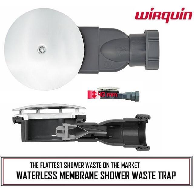 Wirquin Slim Extra Flat Low Profile Shower Trap Waterless Membrane For 90mm