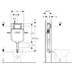 Geberit Sigma 8cm Concealed Cistern (UP720) + Chrome Flush Plate 109.792.00.1+115.770.21.5