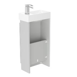 Newland 400mm Single Door Cloakroom Basin Unit With Ceramic Basin Pearl Grey