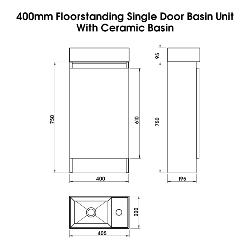 Newland 400mm Single Door Cloakroom Basin Unit With Ceramic Basin Midnight Mist