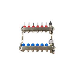 RadiantHeat PRO 6 Port Manifold with Pressure Gauge and Auto Air Vent ZL-117506